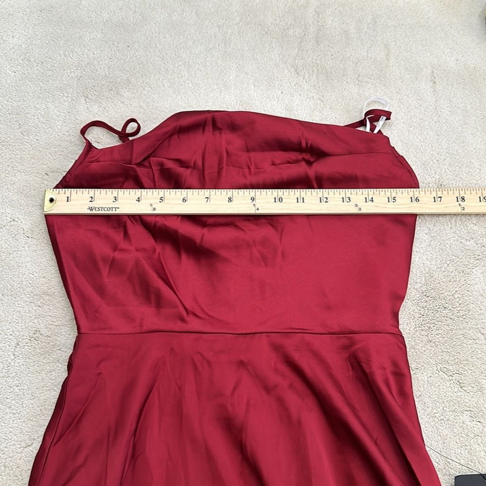 Lulus Fanciful Flirt Burgundy Satin Cowl Neck Skater Mini Dress Size Small - Picture 15 of 16